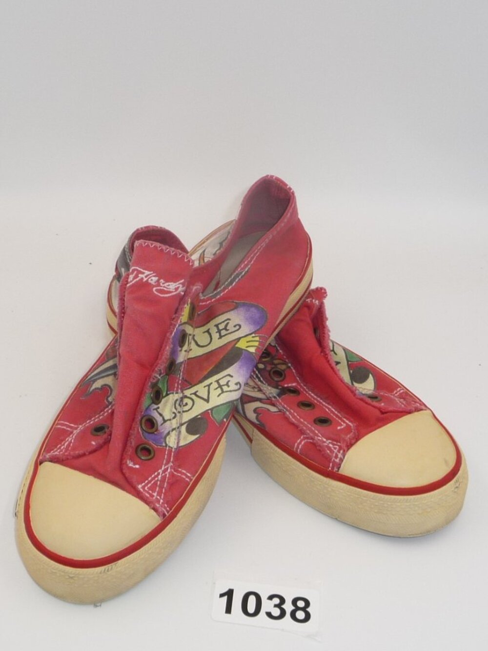 Ed Hardy Women’s Size 9 Red Love Tattoo Canvas Sneakers